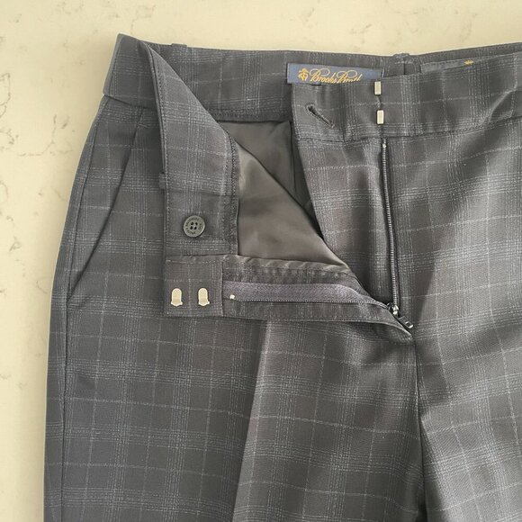 Brooks Brothers REDA Brookscool Lined Plaid 100% Merino Wool Pants Navy Sz 10 - Picture 7 of 13